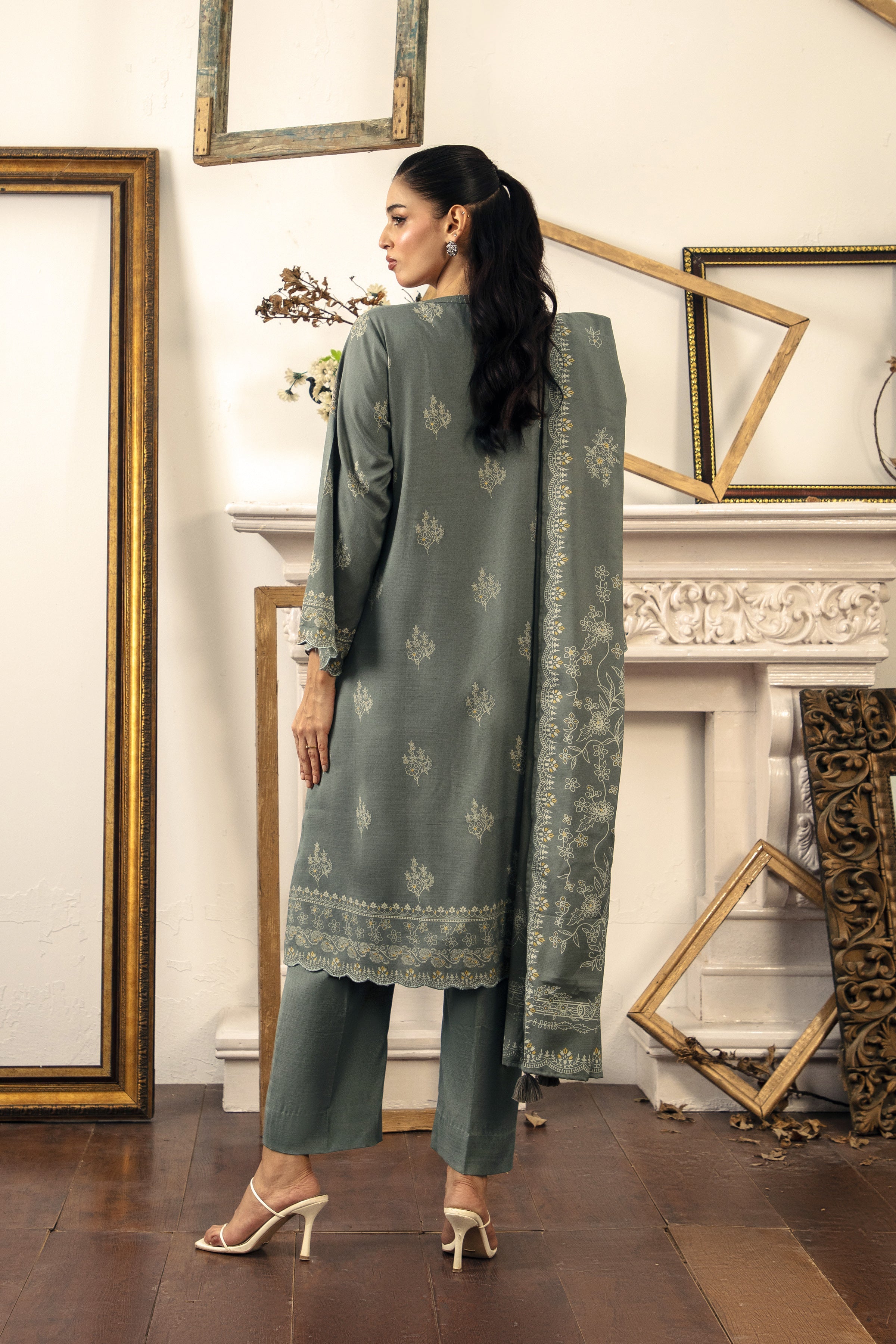 03 Piece Stitched Textured Pearl Printed Marina