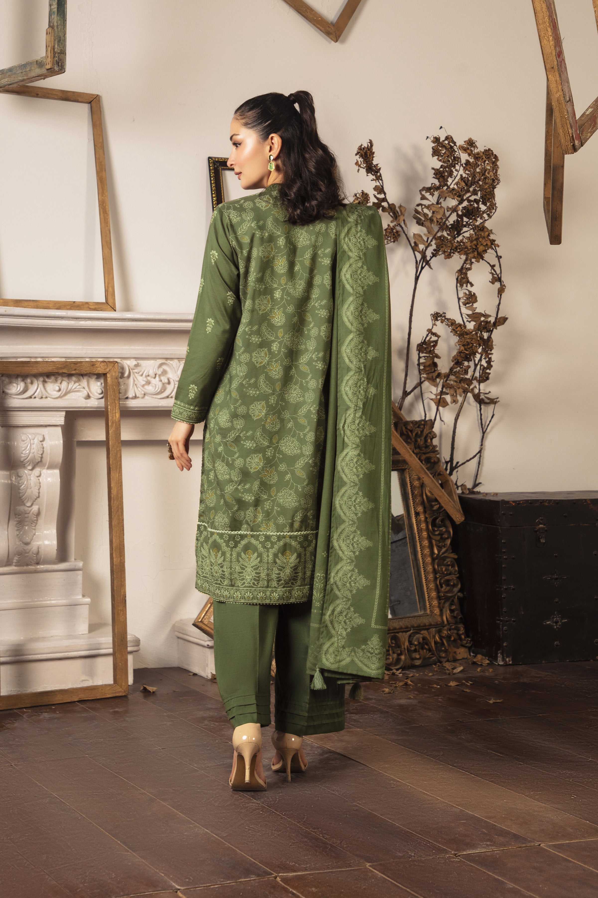 03 Piece Stitched Textured Pearl Printed Marina
