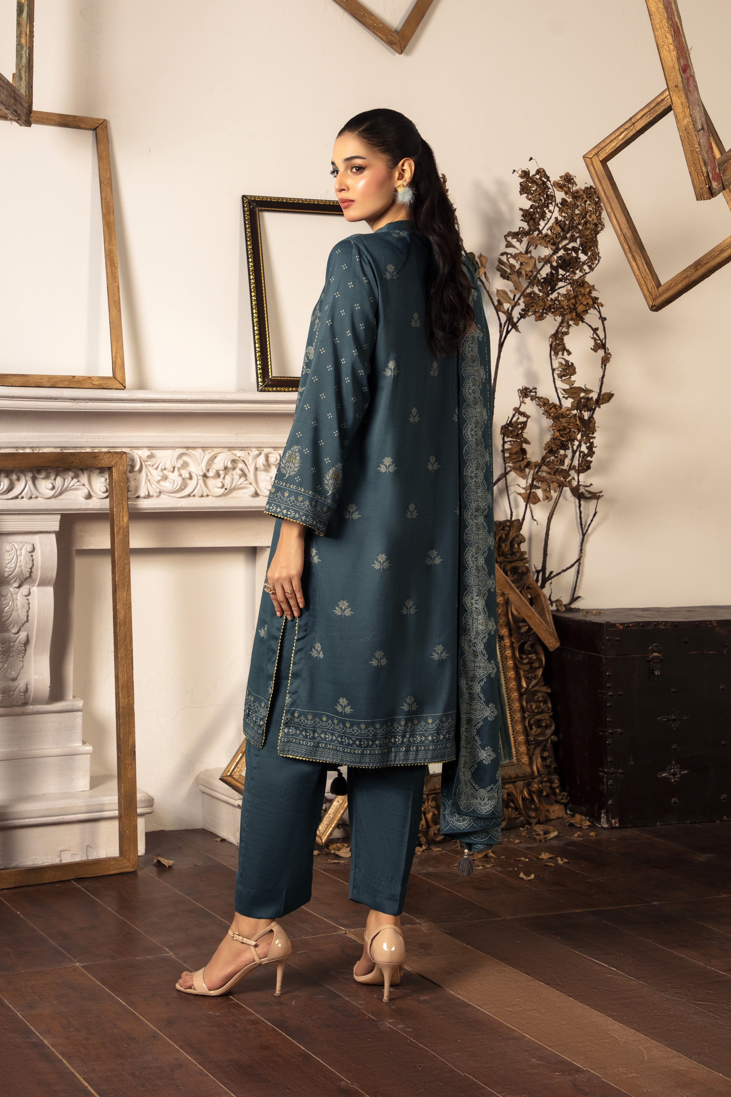 03 Piece Stitched Textured Pearl Printed Marina