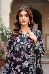 03 Piece Unstitched Embroidered with cutwork embroidered lawn dupatta - Design 25