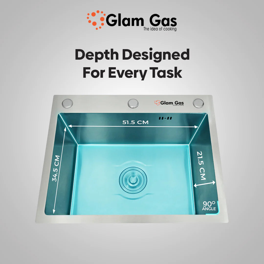 Glam Gas Sink Lifestyle-11 Single Kitchen Bowl Stainless steel sink Brand Warranty