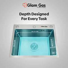 Glam Gas Sink Lifestyle-11 Single Kitchen Bowl Stainless steel sink Brand Warranty
