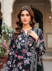 03 Piece Stitched Embroidered with cutwork embroidered lawn dupatta