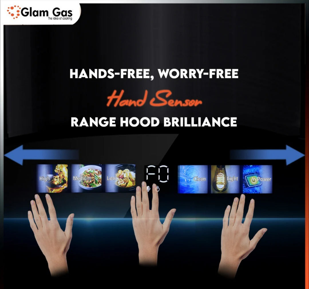Glam Gas Kitchen Hood (Model-Wave) Size - 90cm 35 inche 3 Speed Motor Touch Panel Brand Warranty