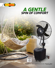 Super Asia MIST Pedestal Fan Triple Speed Heavy Duty Motor Delivery Only For Karachi Brand Warranty