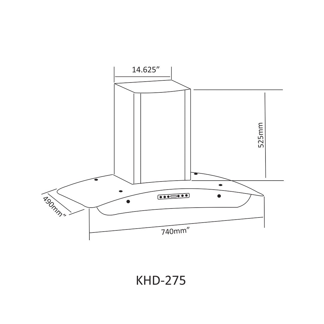Nasgas Kitchen Hood KHD-275 Size 29 inch Touch Panel Front & top 5mmTempered Glass 1 Year Brand Warranty