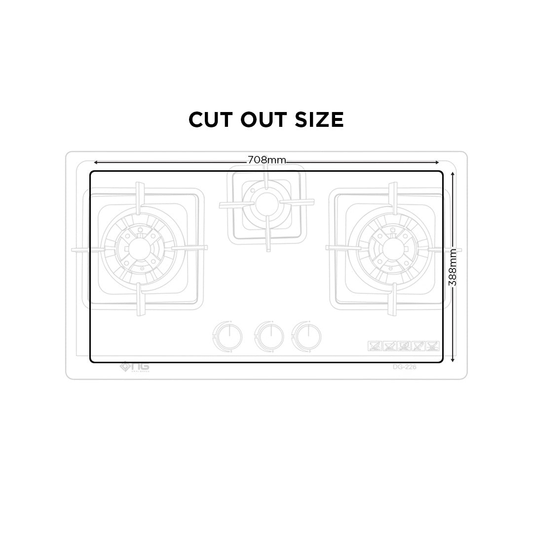 Nasgas Built In Hobs DG-226 (Glass Top) 8mm Thick Square Shape Tempered Glass Top 1 Year Brand Warranty