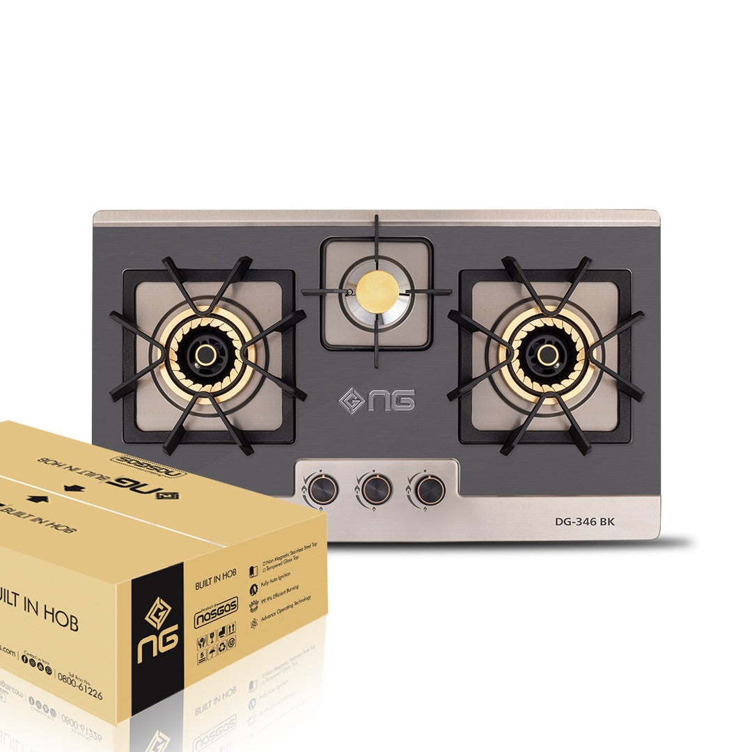 Nasgas Built In Hob DG-346 BK Double shade non magnet steel top Auto Ignition