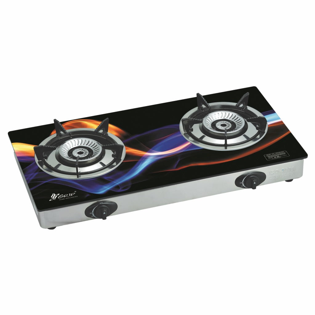 Grip (GR 666) 2 Burner Stove - Auto Ignition Stove - Table Top Stove - Whirlwind Flame Available in NG