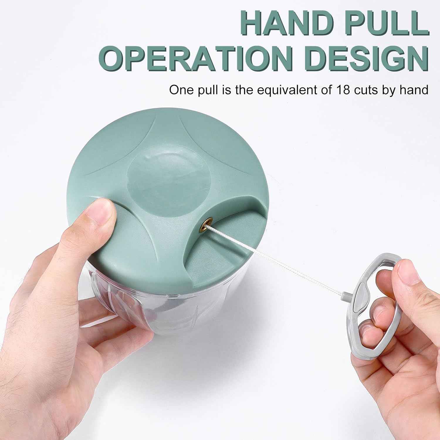 Manual Food Chopper, 900ml Pull String Vegetable Chopper 3 Blades with Egg Beater Food Hand Onion Chopper Manual, Pull and Chop Food Chopper Manual Blender for Vegetables, Fruits, Meat