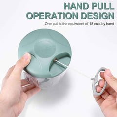Manual Food Chopper, 900ml Pull String Vegetable Chopper 3 Blades with Egg Beater Food Hand Onion Chopper Manual, Pull and Chop Food Chopper Manual Blender for Vegetables, Fruits, Meat