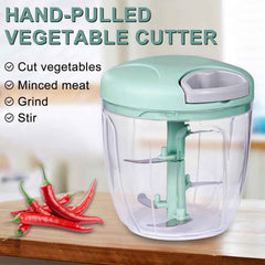 Manual Food Chopper, 900ml Pull String Vegetable Chopper 3 Blades with Egg Beater Food Hand Onion Chopper Manual, Pull and Chop Food Chopper Manual Blender for Vegetables, Fruits, Meat