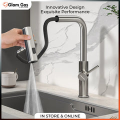 Glam Gas Faucet (Faucet Wall Rain-12) Imported Aerater Stainless Steel Flexible Hose Brand Warranty