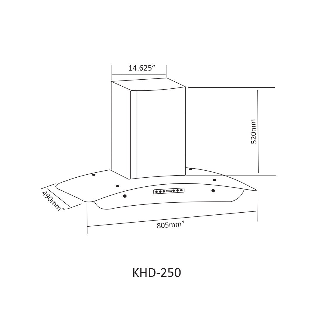 Nasgas Kitchen Hood KHD-250 Non Magnet Stainless Steel double Straight filter Brand Warranty