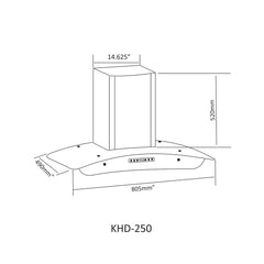 Nasgas Kitchen Hood KHD-250 Non Magnet Stainless Steel double Straight filter Brand Warranty