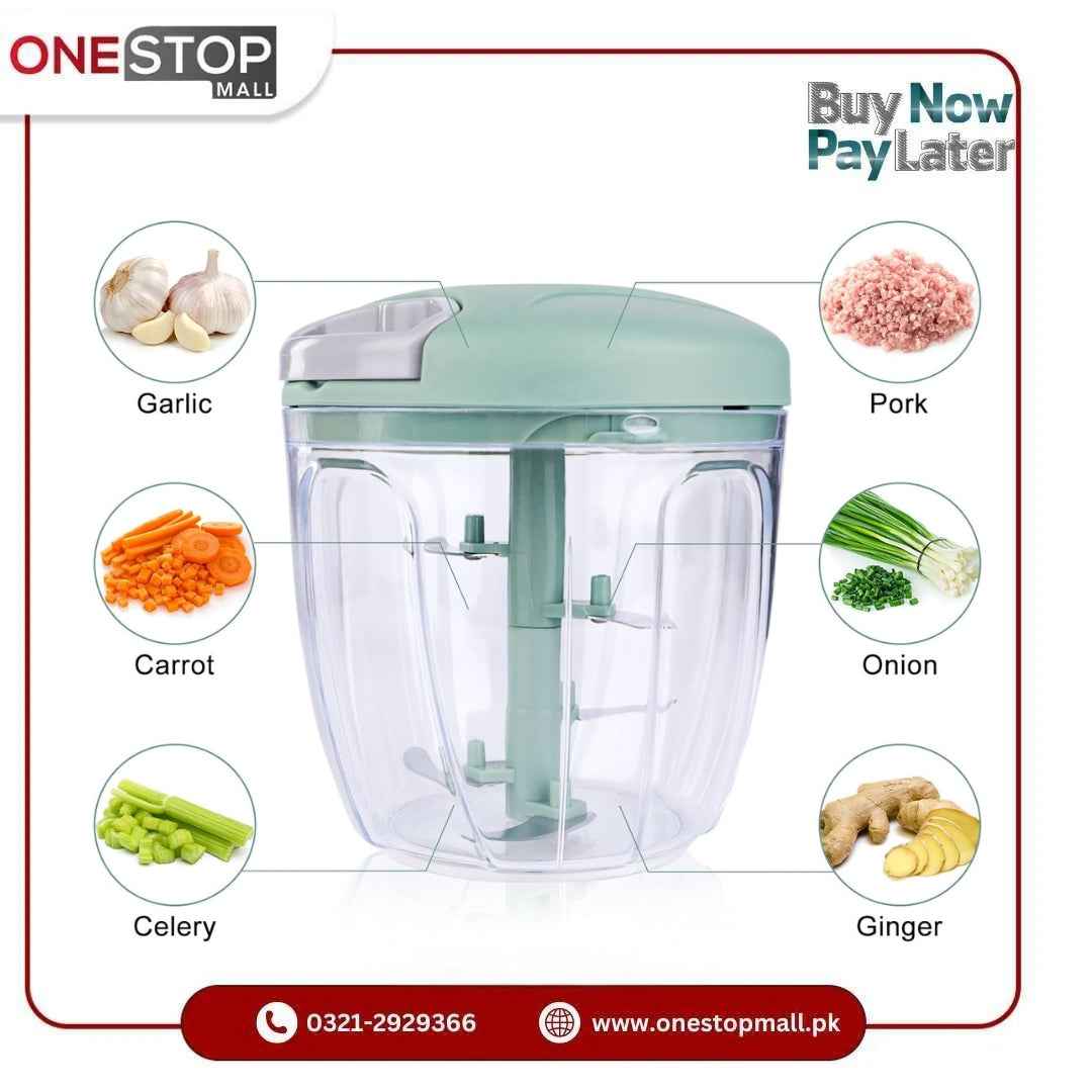 Manual Food Chopper, 900ml Pull String Vegetable Chopper 3 Blades with Egg Beater Food Hand Onion Chopper Manual, Pull and Chop Food Chopper Manual Blender for Vegetables, Fruits, Meat