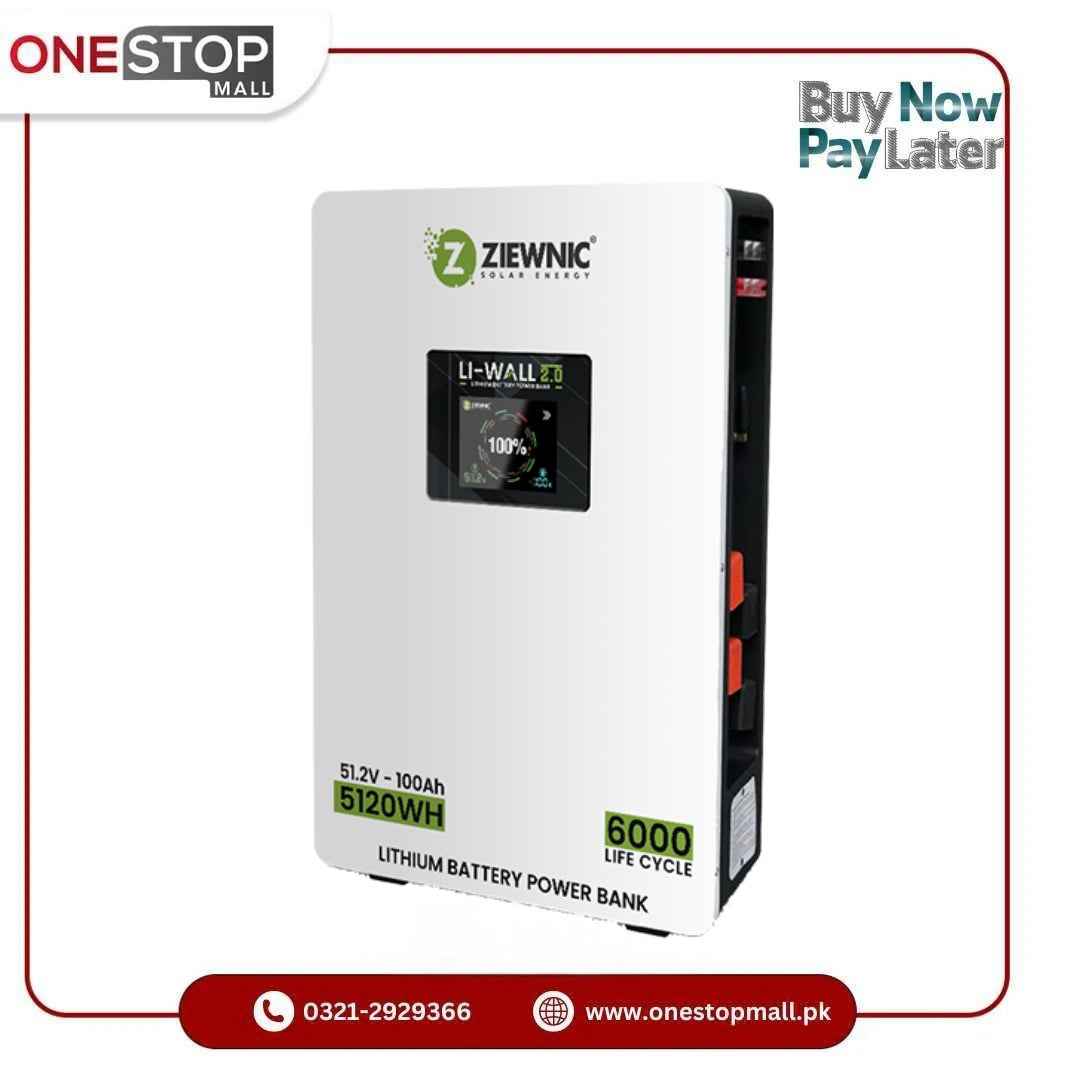 Ziewnic Li-Wall V2 - 51.2V - 100AH WALL MOUNTED LITHIUM BATTERY ALONG WITH LARGE LCD DISPLAY