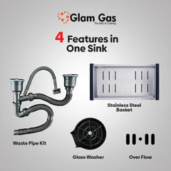 Glam Gas Sink LIFE STYLE-12 Stainless steel sink Brand Warranty