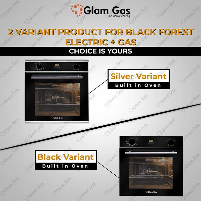 Glam Gas Built in Oven Black Forest Black Electric +Gas Conventional heat