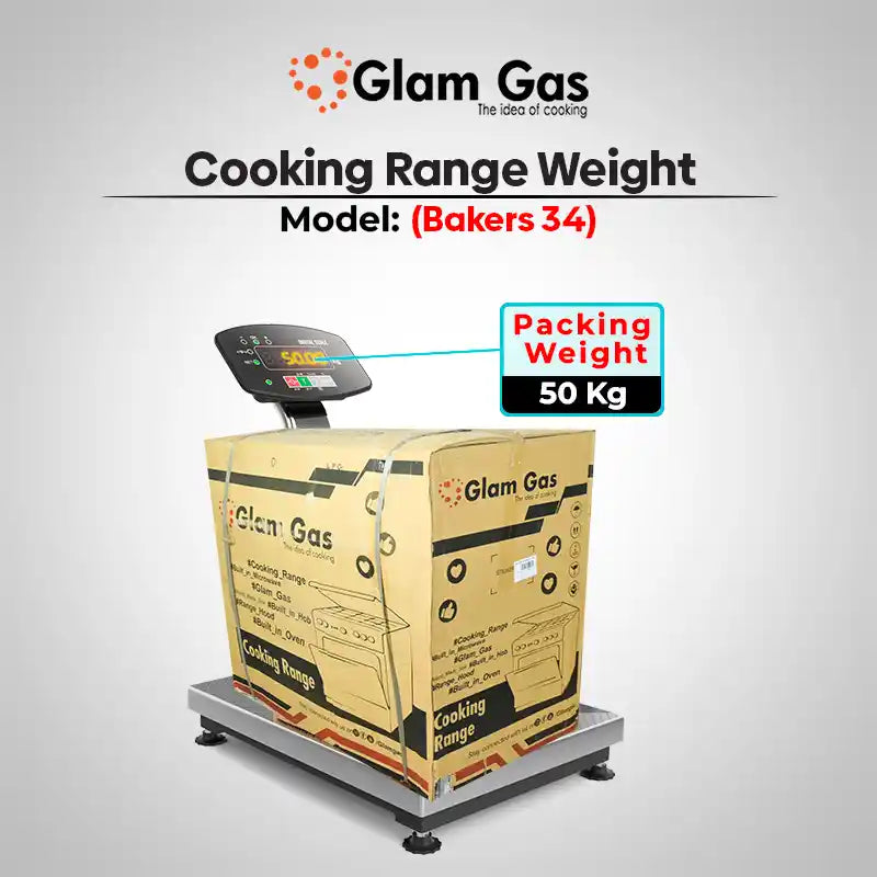 Glam Gas Cooking Range (Gas) BAKER’S 34 Full Stainless Steel Heavy Grill Auto Ignition System (Natural Gas & LPG) Brand Warranty