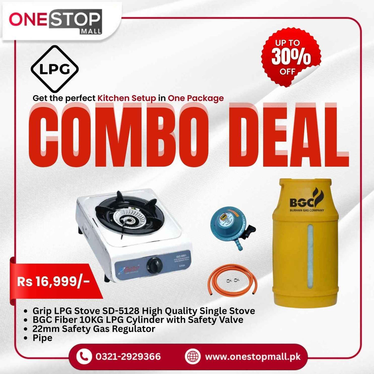 LPG Package Murphy LPG Cylinder 10 Kg Powered by BGC Packag Grip Stove BGC LPG Cylinder 10 Kg Gas Pipe and 3 Star Regulator