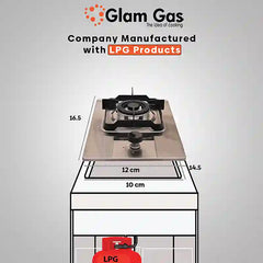 Glam Gas (GG-11) Kitchen Gas Stove 1 Burners Hob Choolha Stainless Steel Auto ignition (Natural Gas & LPG) Brand Warranty