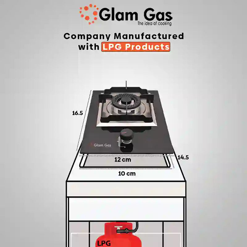 Glam Gas Food book-GG-12 Black Hob 1 Burner Kitchen Gas Stove Gas Stove (Natural Gas & LPG)  1 Year Brand Warranty