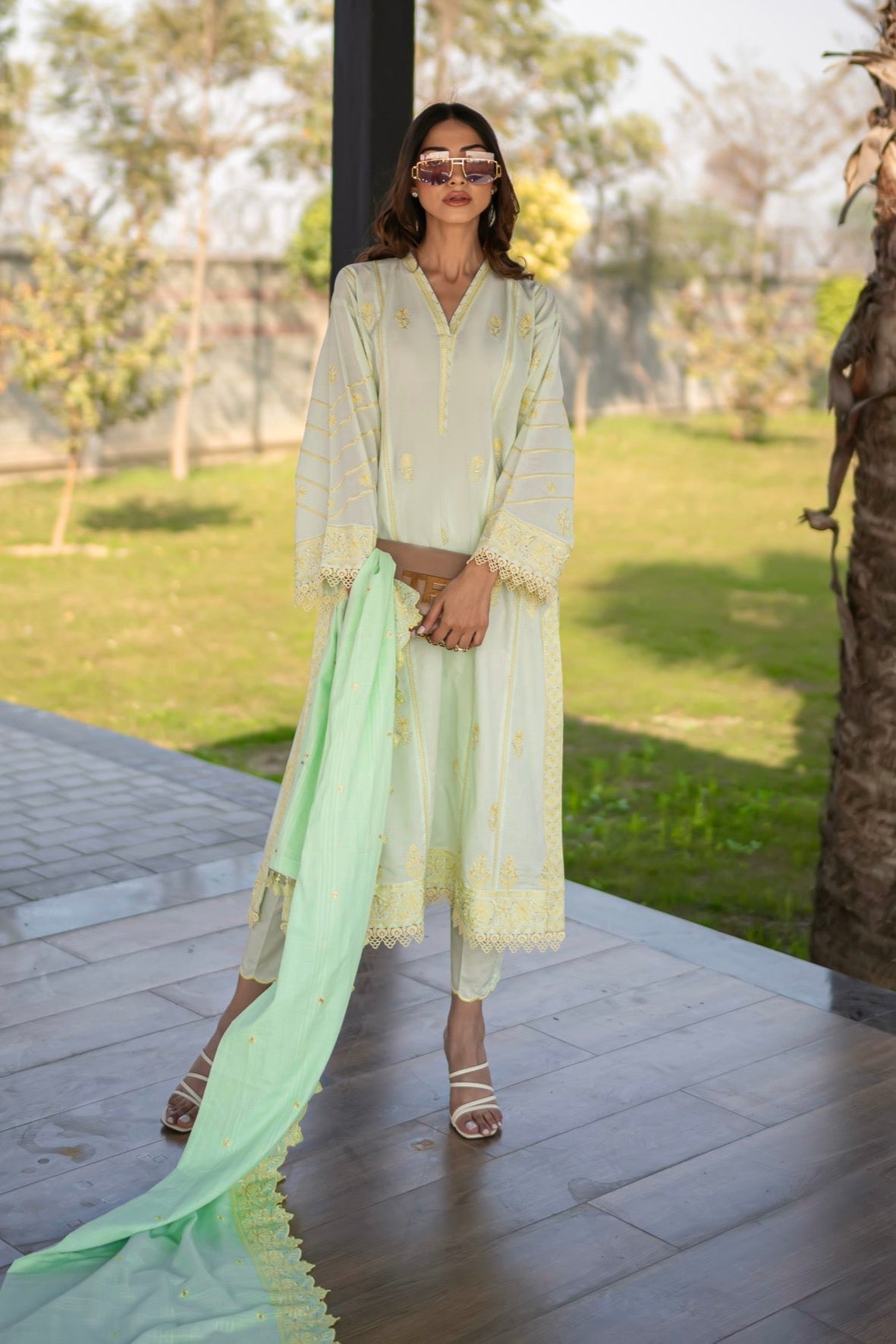 03 Piece Ready To Wear Embroidered with Fancy Textured Dupatta