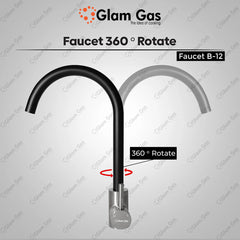 Glam Gas Faucet (Faucet B-12) Imported Aerater Stainless Steel Flexible Hose Brand Warranty