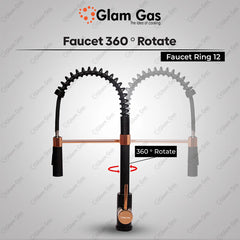 Glam Gas Faucet (Faucet Ring-12) Pull out System Imported Aerater Stainless Steel Flexible Hose Brand Warranty