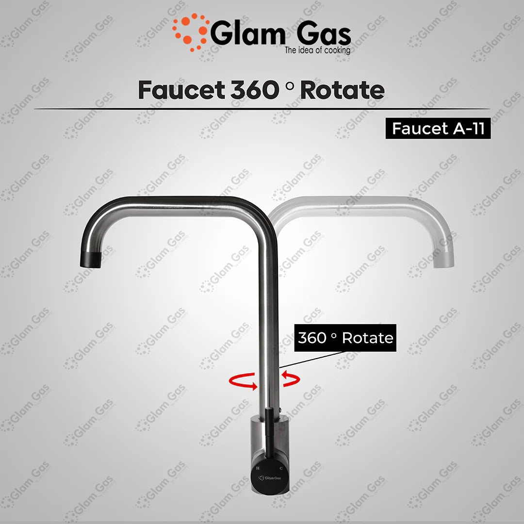 Glam Gas Faucet (Faucet A-12) Imported Aerater Stainless Steel Flexible Hose Brand Warranty