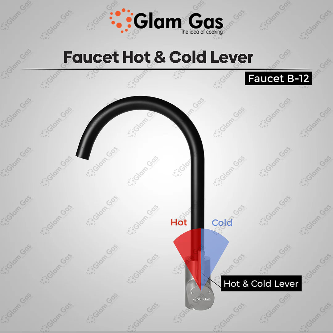 Glam Gas Faucet (Faucet B-12) Imported Aerater Stainless Steel Flexible Hose Brand Warranty