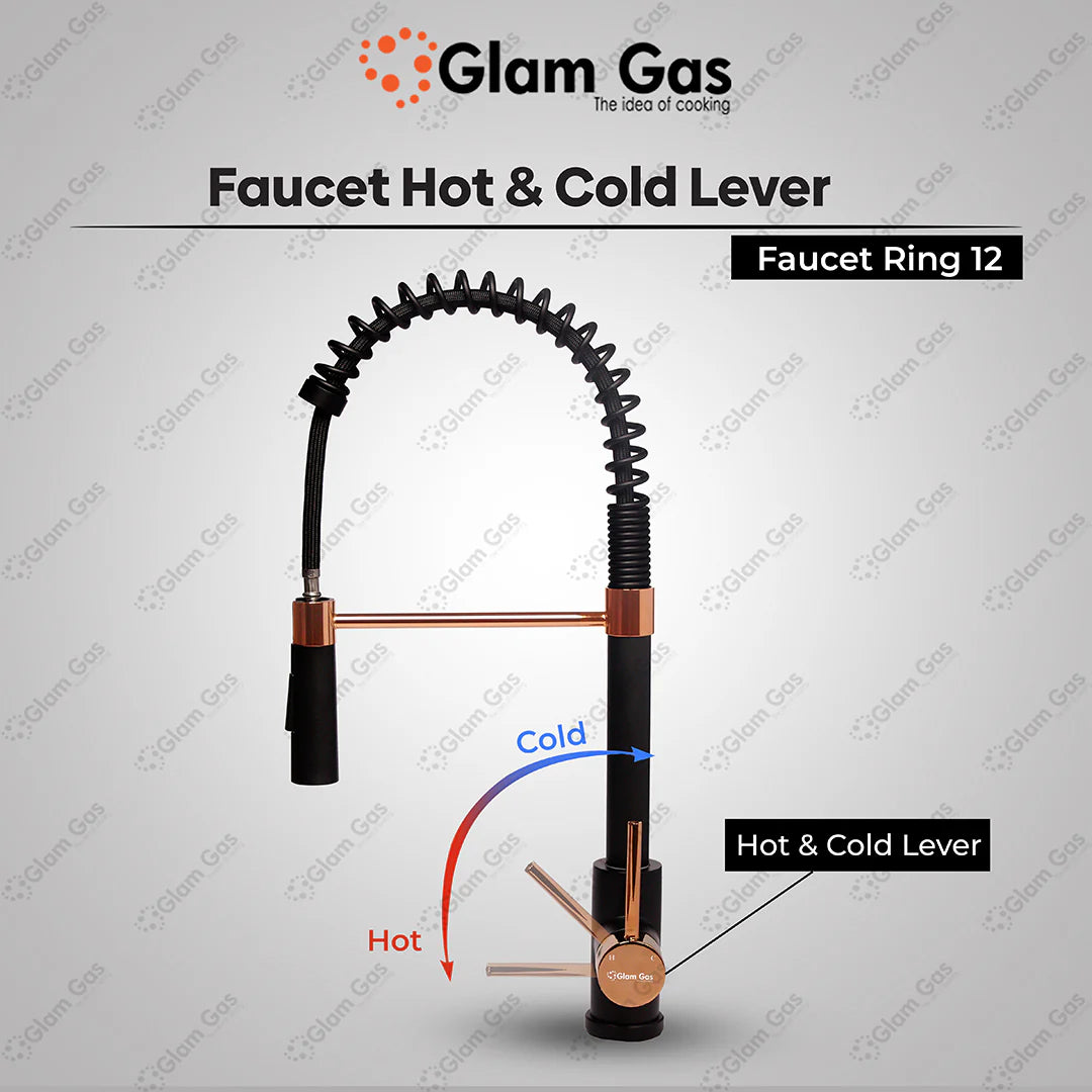 Glam Gas Faucet (Faucet Ring-12) Pull out System Imported Aerater Stainless Steel Flexible Hose Brand Warranty