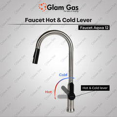 Glam Gas Faucet (Faucet Aqwa-12) Imported Aerater Stainless Steel Flexible Hose Brand Warranty