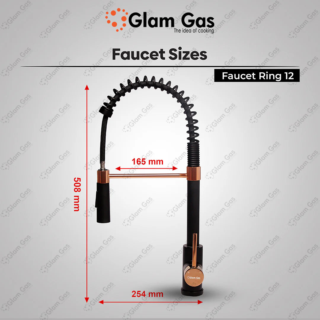 Glam Gas Faucet (Faucet Ring-12) Pull out System Imported Aerater Stainless Steel Flexible Hose Brand Warranty