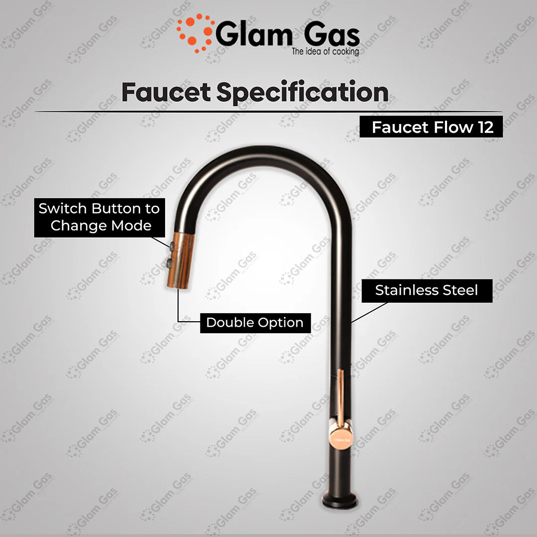 Glam Gas (Faucet Flow-12) Imported Aerater Stainless Steel Flexible Hose Brand Warranty