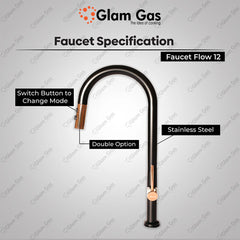 Glam Gas (Faucet Flow-12) Imported Aerater Stainless Steel Flexible Hose Brand Warranty