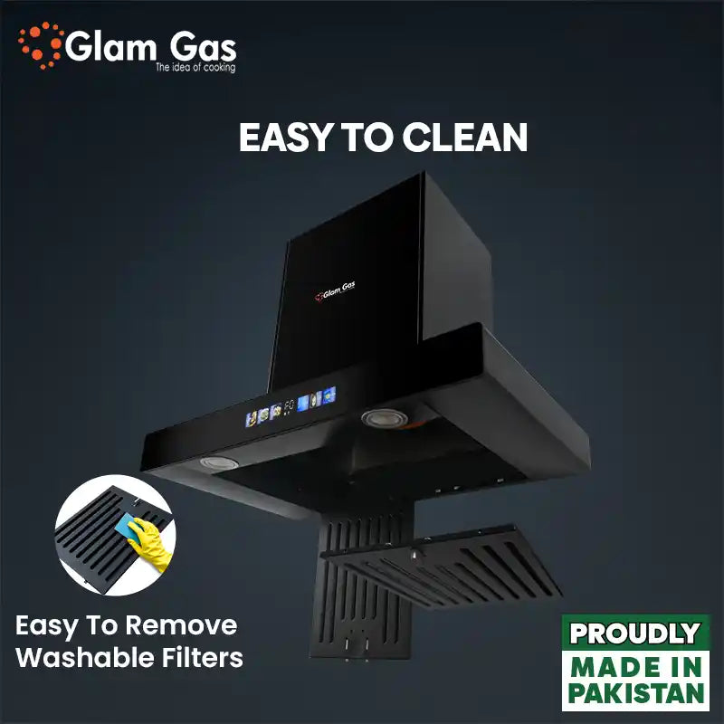 Glam Gas Kitchen Hood (Model Thunder-11 T-Shaped) Size - 90cm 35 inche 3 Speed Motor Touch Panel & Hand Sensor Brand Warranty