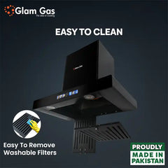 Glam Gas Kitchen Hood (Model Thunder-11 T-Shaped) Size - 90cm 35 inche 3 Speed Motor Touch Panel & Hand Sensor Brand Warranty