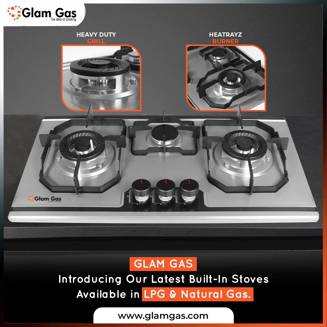 Glam Gas Food book-C3 |3 Burner | Kitchen Gas Stove | Gas Stove  1 Year Brand Warranty