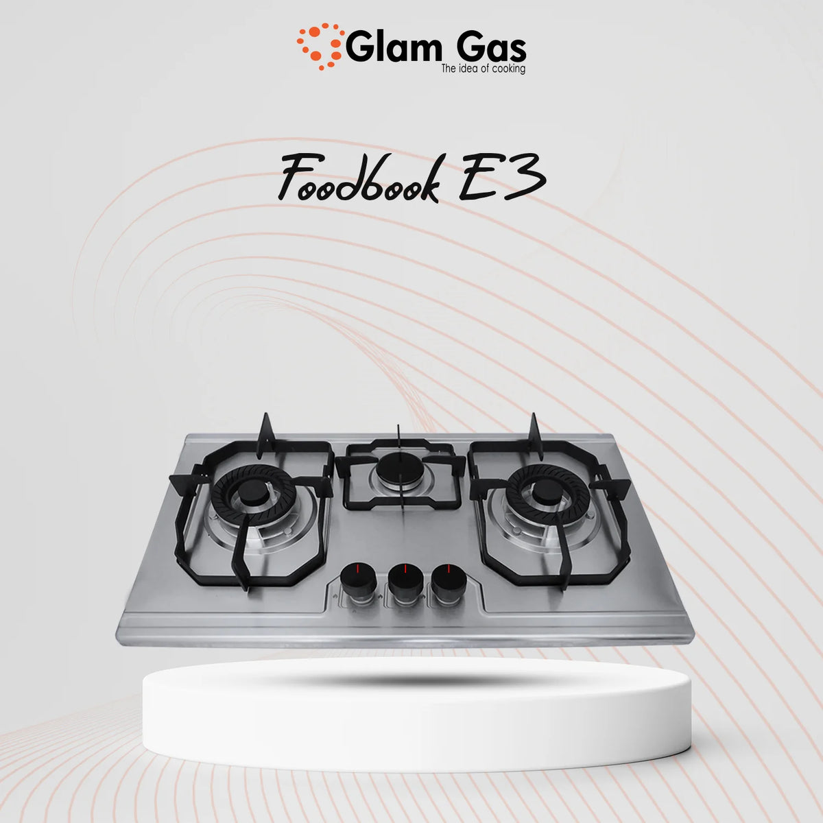 Glam Gas Food book-E3 |3 Burner | Kitchen Gas Stove | Gas Stove  1 Year Brand Warranty