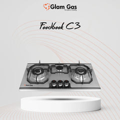 Glam Gas Food book-C3 |3 Burner | Kitchen Gas Stove | Gas Stove  1 Year Brand Warranty