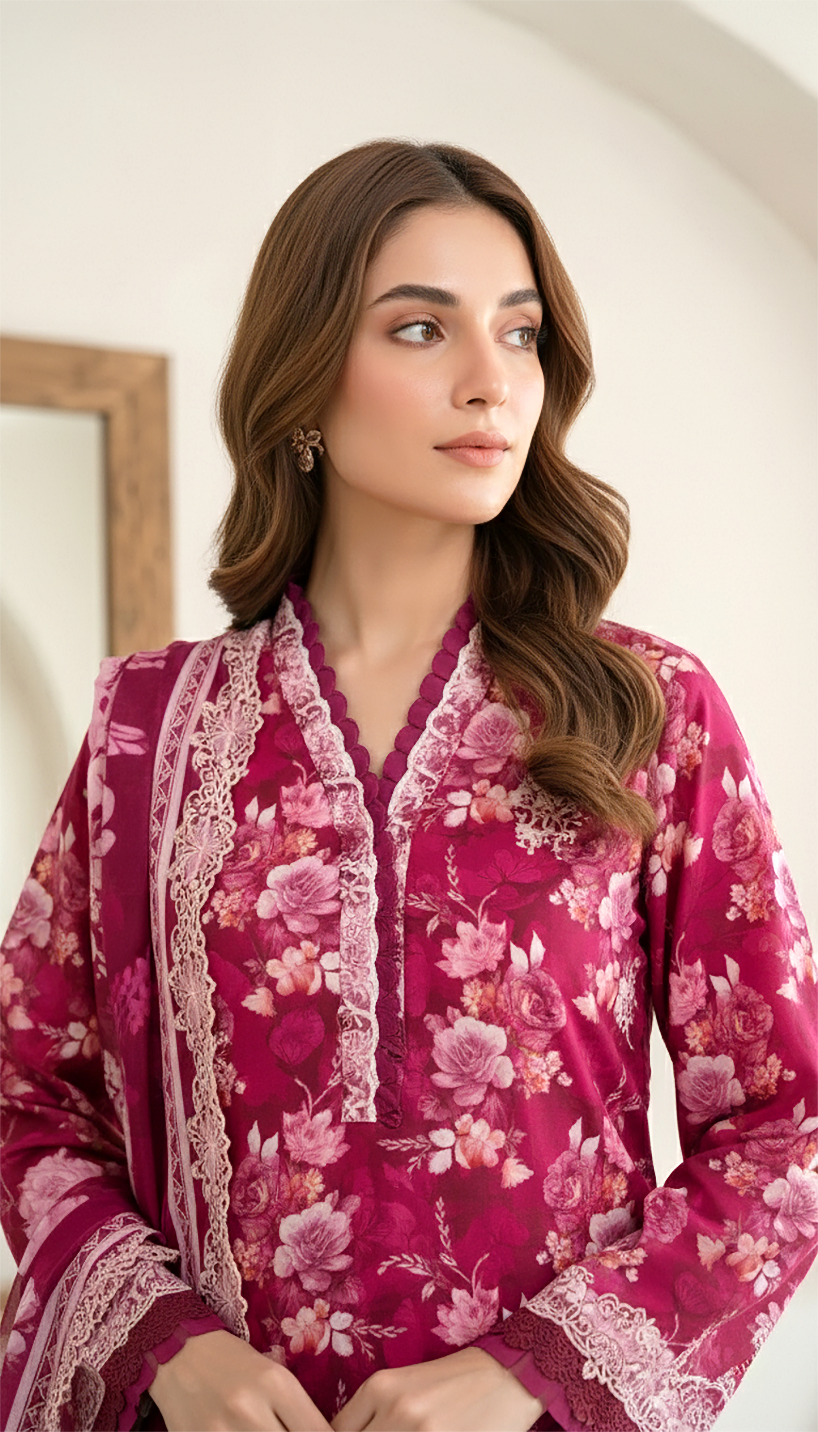 03 Piece Stitched Embroidered with cutwork embroidered lawn dupatta