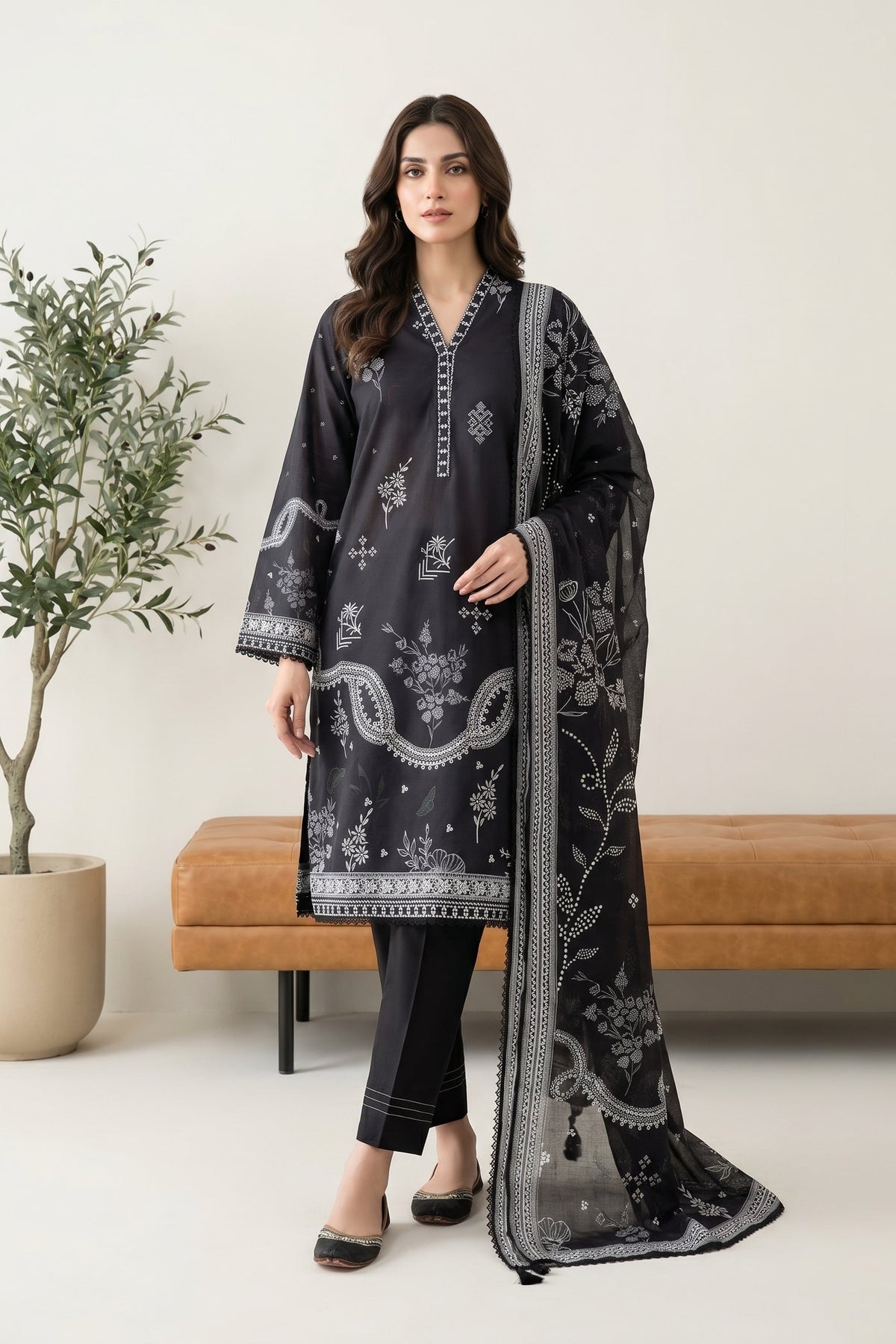 Lakhany Premium 03 Piece Unstitched Printed Lawn