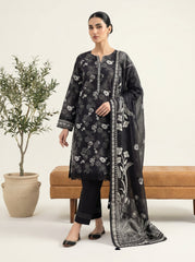03 Piece Stitched Monochrome Printed Lawn