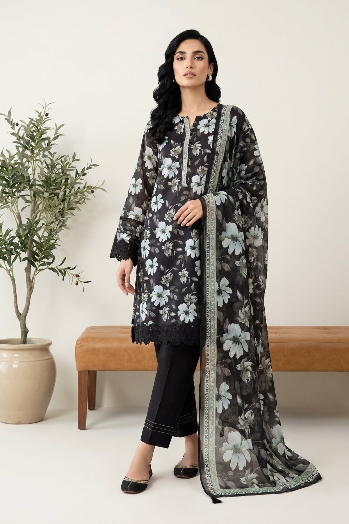Lakhany Premium 03 Piece Unstitched Printed Lawn
