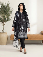 03 Piece Stitched Monochrome Printed Lawn
