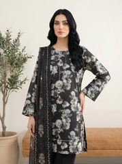 03 Piece Stitched Monochrome Printed Lawn