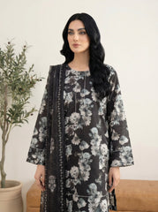 03 Piece Stitched Monochrome Printed Lawn