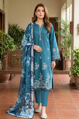 Lakhany Premium 03 Piece Unstitched Dyed Embroidered with Printed Lawn Dupatta